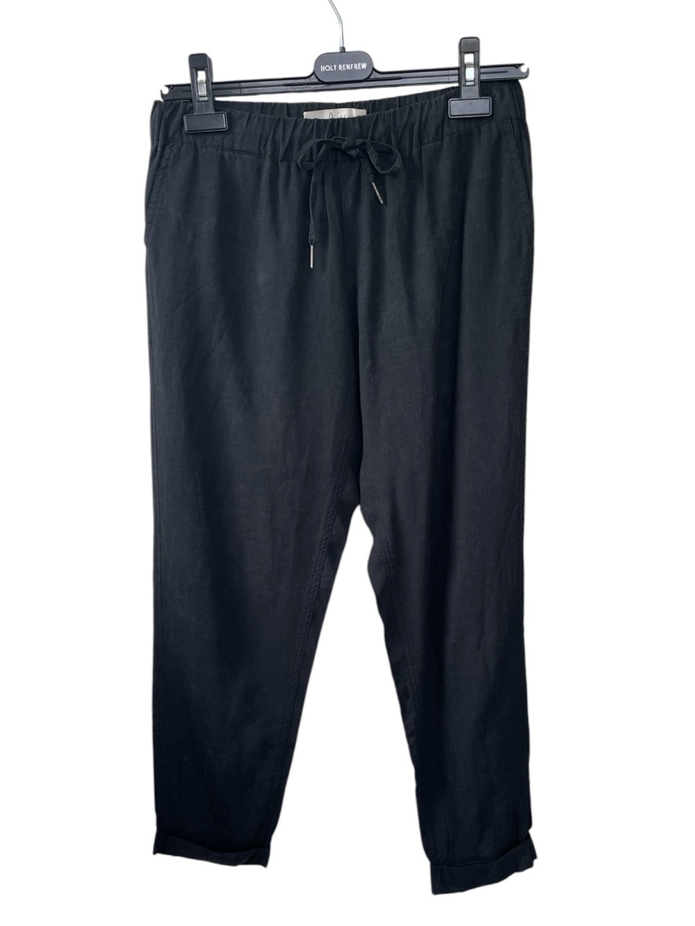 Joie Black Drawstring Linen-Blend Jogger Pants XS